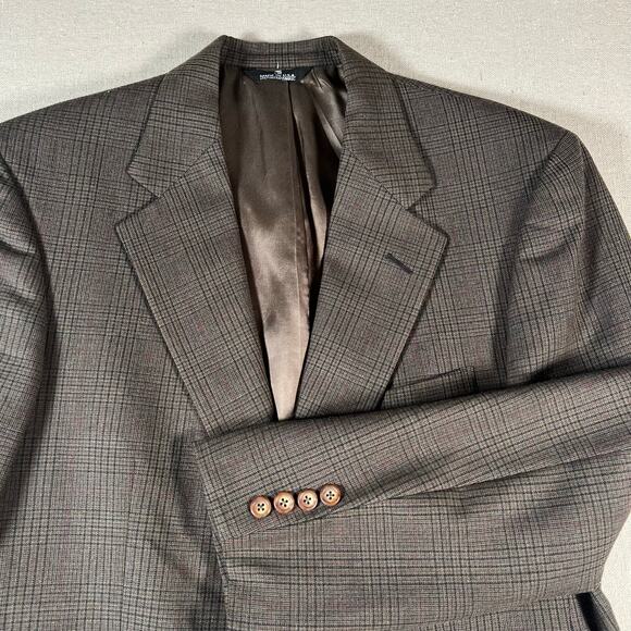 Vintage Chaps Ralph Lauren Mens Sports Coat 44R Tattersall Virgin Wool Academia - Picture 1 of 11